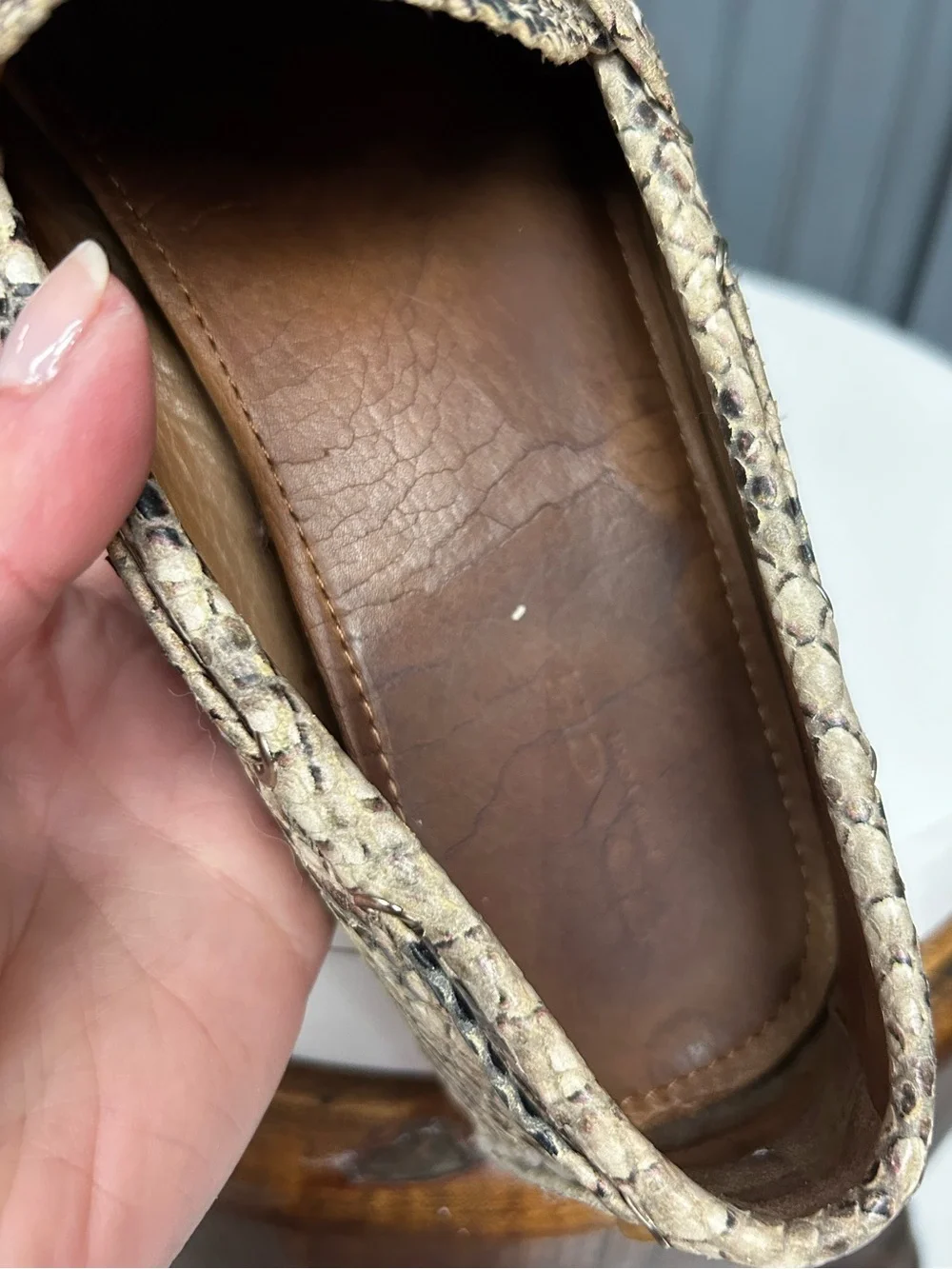 Coach Nadia Snakeskin Print Leather Driving Loafers Size 7 Tassel Loafers